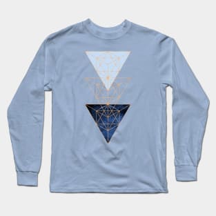 Geometric Triangles in Blue and Rose Gold Long Sleeve T-Shirt